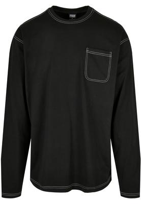 Heavy Oversized Contrast Stitch Longsleeve black/white 3XL