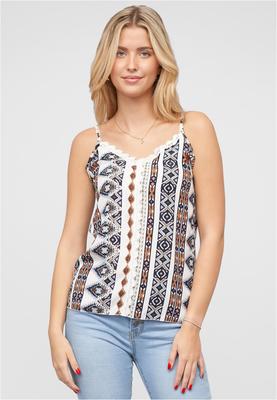 Viskose Trägertop mit Spitzenbordüre white L