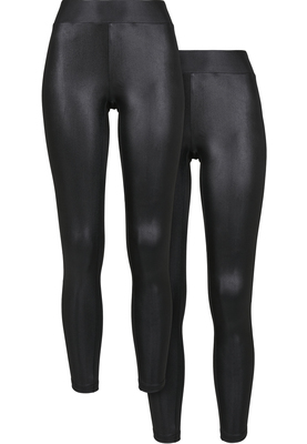 Ladies Synthetic Leather Leggings 2-Pack black+black 3XL