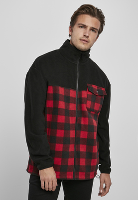 Patterned Polar Fleece Track Jacket black/redcheck 3XL