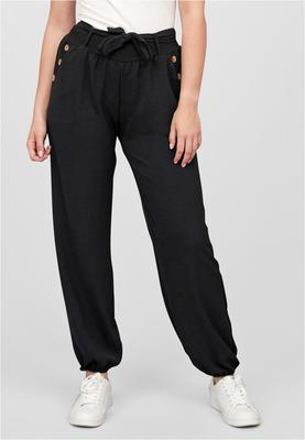 Cloud5ive Damen Sommer Hose Knopfleiste und Bindegürtel 2-Pockets black L