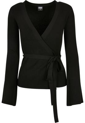 Ladies Rib Knit Wrapped Cardigan black 4XL