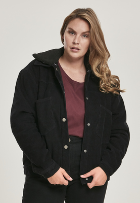 Ladies Oversized Corduroy Sherpa Jacket black/black 3XL