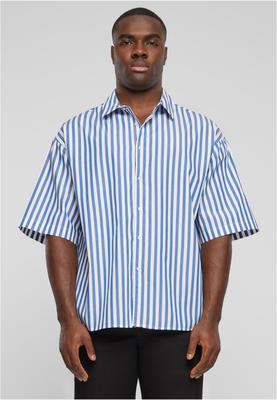 Striped Short Sleeve Summer Shirt white/blue 3XL
