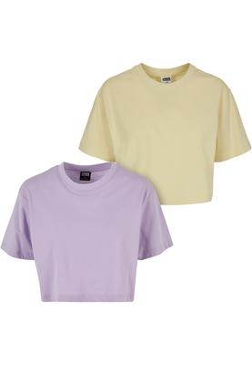 Ladies Short Oversized Tee 2-Pack lilac+softyellow 3XL