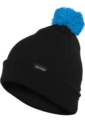 Contrast Bobble Beanie blk/pur one size