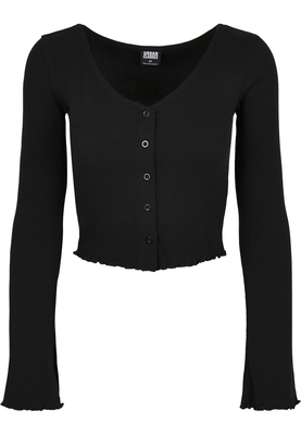 Ladies Cropped Rib Cardigan black 3XL