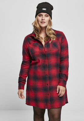 Ladies Check Shirt Dress darkblue/red 3XL