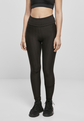 Ladies High Waist Honeycomb Leggings black 3XL