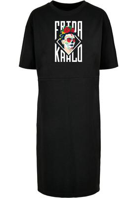 Ladies Frida Kahlo - Lettering Organic Oversized Slit Tee Dress black S