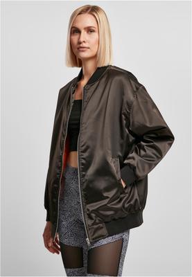 Ladies Oversized Satin Bomber Jacket black 3XL