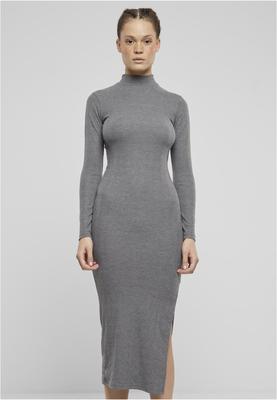 Ladies Rib Longlseeve Mockneck Dress black L