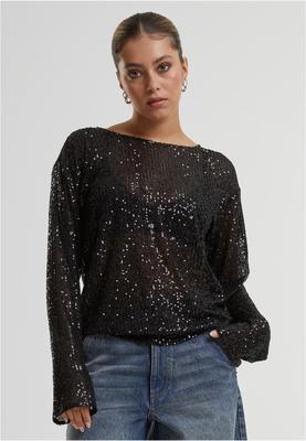 Ladies Sequins Longsleeve black 3XL