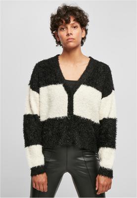 Ladies Short Oversized Feather Cardigan black/whitesand 4XL
