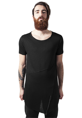 Long Open Edge Front Zip Tee black L