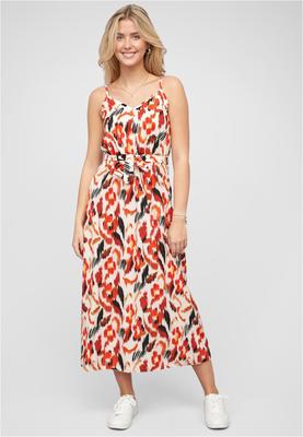 Maxi-Kleid mit V-Neck und Bindegürtel rustred L