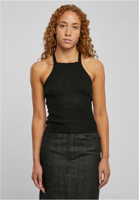Ladies Rib Knit Crossed Back Top black 3XL