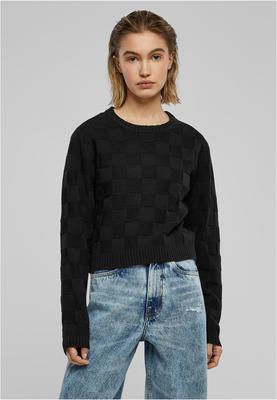 Ladies Check Knit Sweater black 4XL