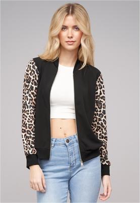 Bomber Jacket 2-Tone Leo Sleeve Print black L