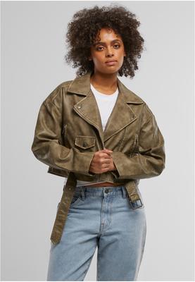 Ladies Vintage Leather Jacket olive 3XL