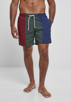 3-Tone Swim Shorts burgundy/bottlegreen L
