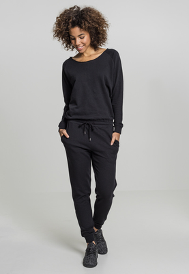 Ladies Long Sleeve Terry Jumpsuit black L