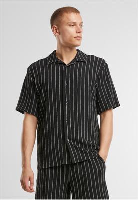 Striped Crinkle Resort Shirt black/offwhite 3XL