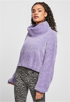 Ladies Short Chenille Turtleneck Sweater lavender 3XL