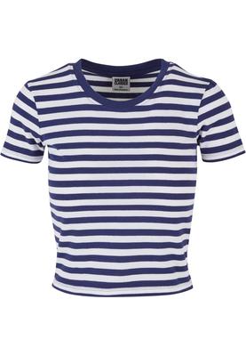 Ladies Short Striped Tee white/black 3XL