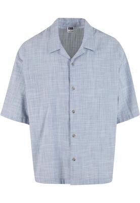 Boxy Structured Short Sleeves Shirt lightblue/white 3XL