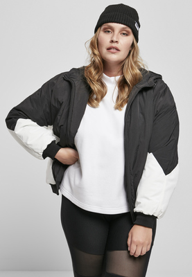 Ladies Padded 2-Tone Batwing Jacket black/white 3XL