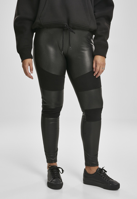 Ladies Fake Leather Tech Leggings black 3XL
