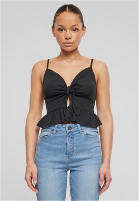 Ladies Waffle Pique Ruffle Top black 3XL