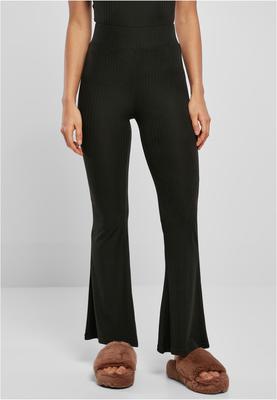 Ladies High Waist Rib Flared Leggings black M