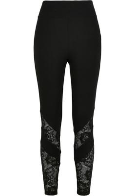 Ladies Highwaist Lace Inset Leggings black 3XL