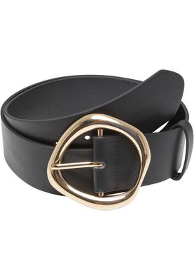 Organic Buckle Shaped Synthetic Leather Belt black/gold L/XL