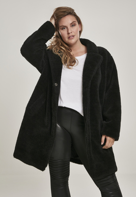 Ladies Oversized Sherpa Coat black 3XL