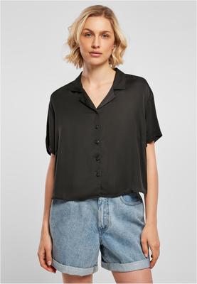 Ladies Viscose Satin Resort Shirt black 4XL