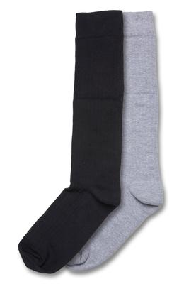 High Knee Socks 2-Pack black+heathergrey 43-46