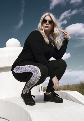 Ladies Side Striped Pattern Leggings blk/snake 3XL