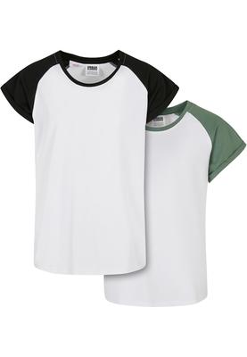 Girls Contrast Raglan Tee 2-Pack white/hugered+white/black 134/140