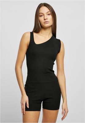 Ladies Rib Knit Asymmetric Top black 3XL
