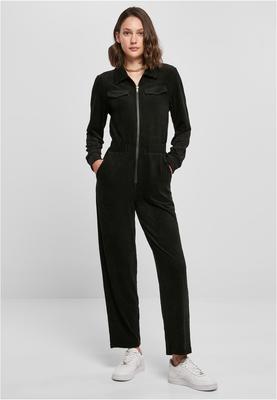 Ladies Velvet Rib Boiler Suit black 4XL