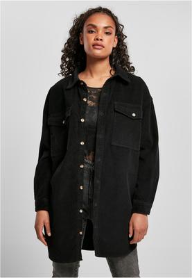 Ladies Long Corduroy Overshirt black 3XL