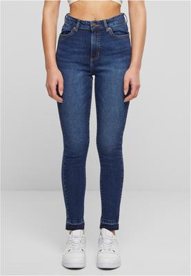 Ladies Skinny High Waist Open Hem Jeans darkblue washed 26