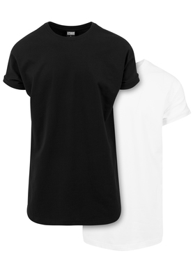 Pre-Pack Long Shaped Turnup Tee black+white L