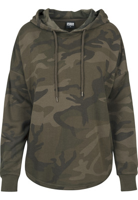 Ladies Oversized Camo Hoody olive camo L