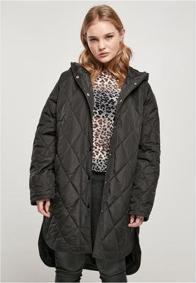 Ladies Oversized Diamond Quilted Hooded Coat warmgrey XL