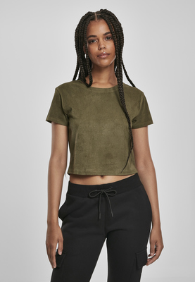 Ladies Cropped Peached Rib Tee black L