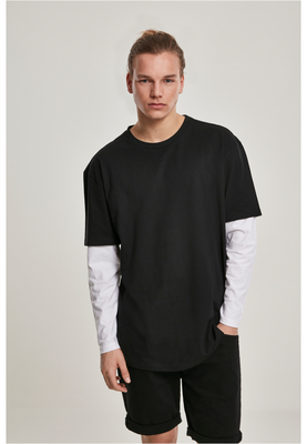 Oversized Shaped Double Layer LS Tee black/white L